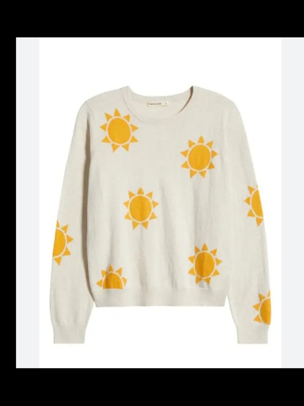 Marine Layer Kai Icon Sweater Oatmeal Yellow Sun Motif - Picture 2 of 9